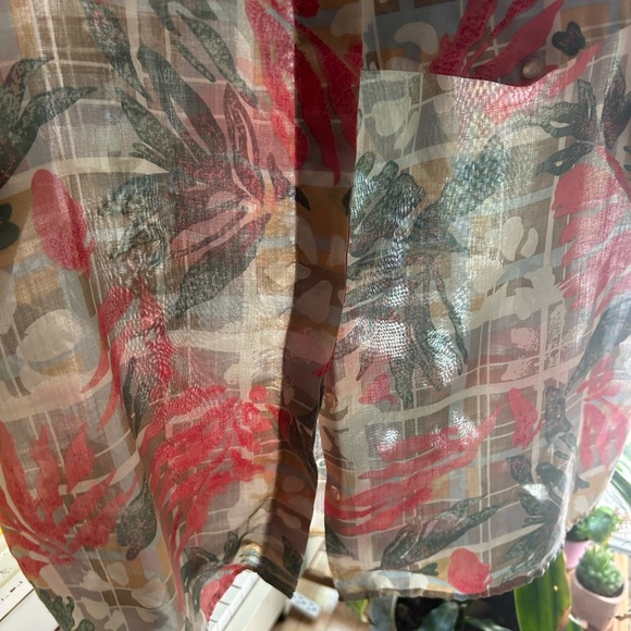 D’Allairds Tropical Print Short Sleeve Blouse L - Picture 16 of 16